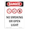 Signmission OSHA Danger Sign, No Smoking Or Open Lights, 18in X 12in Aluminum, 12" W, 18" L, Portrait OS-DS-A-1218-V-1478 - alternate 1